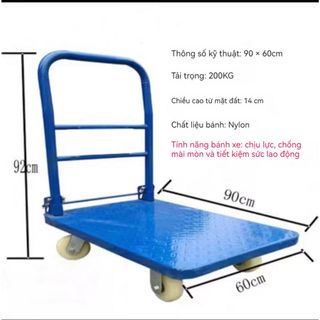 Xe đẩy hàng sàn bằng sắt 4 Bánh xe nylon 300kg xe kéo hàng xếp gọn bánh cao su platform hand truck