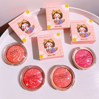 Má hồng RIHAO Blush Tự Nhiên Làm Sáng Da Tông Màu Làm Nổi Bật Trang Điểm
