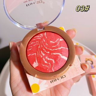 Má hồng RIHAO Blush Tự Nhiên Làm Sáng Da Tông Màu Làm Nổi Bật Trang Điểm
