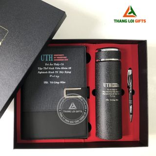 Set quà tặng (Sổ + Bình giữ nhiệt + Bút ký) In khắc theo yêu cầu