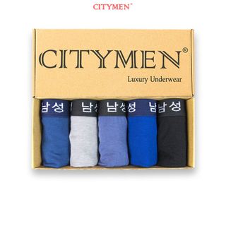 Hộp 5 Quần Lót Nam Vải Cotton 4 Chiều Lưng Dệt Chữ Hàn Quốc 2.5cm - Xưởng May - Bán Sỉ