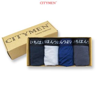 Hộp 4 Quần Lót Nam Boxer Vải Cotton 4 Chiều Lưng Dệt Chữ Nhật Bản 2.5cm - Xưởng May - Bán Sỉ