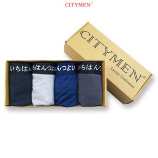 Hộp 4 Quần Lót Nam Boxer Vải Cotton 4 Chiều Lưng Dệt Chữ Nhật Bản 2.5cm - Xưởng May - Bán Sỉ giá sỉ