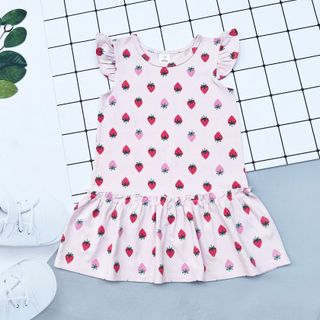 KN0004-Đầm Bông Cotton Bé Gái Kiteny - Họa tiết trái dâu
