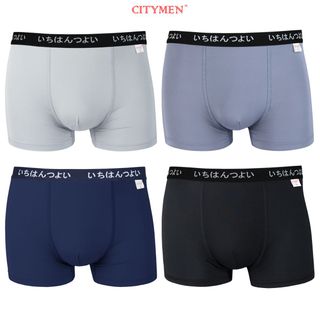 Hộp 4 Quần Lót Nam Boxer Vải Thun Lạnh 4 Chiều Lưng Dệt Chữ Nhật Bản 2.5cm - Xưởng May - Bán Sỉ