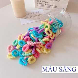 HỘP 100 CHUN BUỘC TÓC HOA VẢI MỀM CHO BÉ GÁI