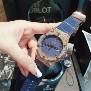 ĐỒNG HỒ NAM CAO CẤP HUB MÁY PIN NHẬT DÂY DA BỌC CAO SU VIỀN ĐÁ