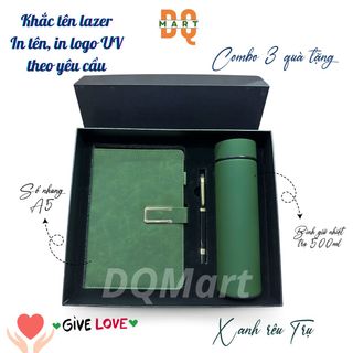 Set quà tặng doanh nghiệp Bình giữ nhiệt + Sổ tay A5 + Bút ký mực xanh giá sỉ