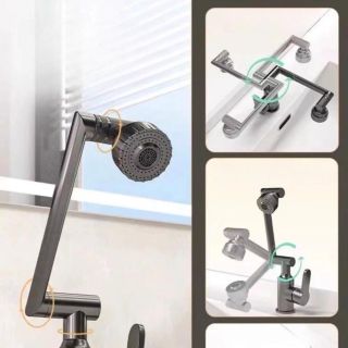 Bộ Vòi rửa Lavabo Đầu Xoay 720 Độ Thông Minh Vòi Nước Nóng Lạnh Lõi Đồng Nguyên Chất 2 Chế Độ Xả