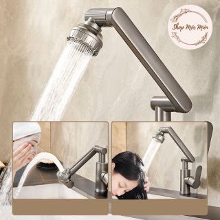 Bộ Vòi rửa Lavabo Đầu Xoay 720 Độ Thông Minh Vòi Nước Nóng Lạnh Lõi Đồng Nguyên Chất 2 Chế Độ Xả