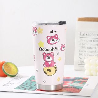 Ly giữ nhiệt gấu 600ml nắp đậy