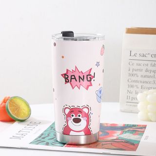 Ly giữ nhiệt gấu 600ml nắp đậy