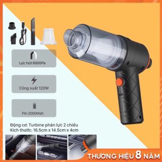 Máy hút bụi cầm tay mini không dây lực hút cực mạnh, hút bụi xe ô tô, giường nệm lông chó mèo đa chức năng