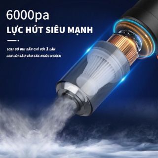 Máy hút bụi cầm tay mini không dây lực hút cực mạnh, hút bụi xe ô tô, giường nệm lông chó mèo đa chức năng
