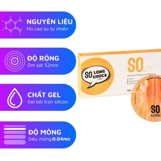 Bao cao su SO LONG SHOCK size 52mm siêu mỏng, kéo dài
