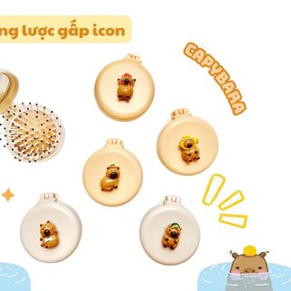 Gương lược tròn charm (capy, sanrio)