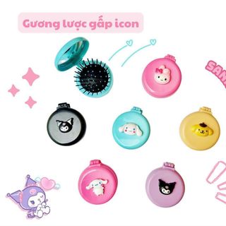 Gương lược tròn charm (capy, sanrio)