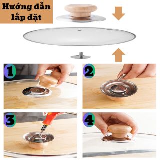 Tay Cầm Nắp Nồi Bằng Gỗ Chống Bỏng, Núm Cầm Thay Thế Cho Nắp Vung Nồi Xoong Chảo Núm Cho Mọi Loại Vung MA2