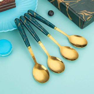 (set 6) Thìa ăn dặm cho bé, muỗng ăn dặm mã vàng cán sứ cho trẻ ăn ham ăn, thìa vịt vàng sang trọng MA2