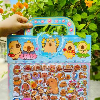 Sticker nổi capybara, labu tấm lớn có quai-lố 10 tấm