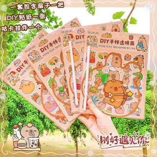 Set làm quạt sticker và móc treo capy giá sỉ