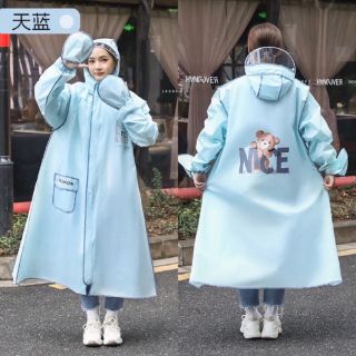 Áo mưa thời trang in hình gấu có khoá kéo tiện lợi - Áo mưa nữ thời trang nữ in hình Gấu [ Hàng Nội Địa Trung