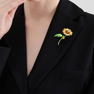 Ghim Cài Áo Hình Hoa Hướng Dương Tráng Men Thời Trang dành cho nam nữ