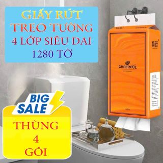 THÙNG 4 GÓI GIẤY CHEERFUL NATURAL TREO TƯỜNG RÚT ĐA NẰNG TIỆN LỢI giá sỉ