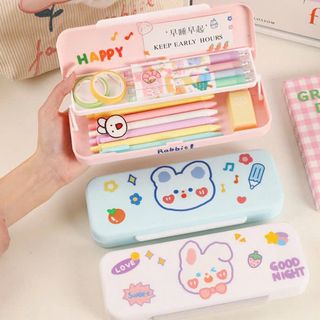 Hộp Đựng Bút 2 Tầng Cute Có Tặng Kèm Sticker Dán - HỘP BÚT giá sỉ