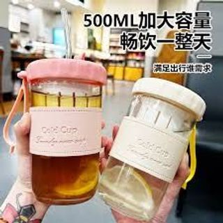 Cốc thủy tinh 480ml có bộ lọc trà, cốc uống nước di động