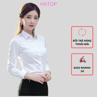 Áo sơ mi nữ tay dài cao cấp vải cotton loại 1 màu trắng ASDT205 giá sỉ