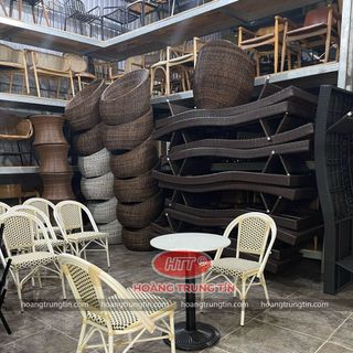 Bàn ghế cafe nhựa giả mây Hoàng Trung Tín