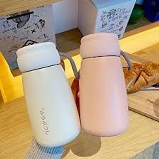 Bình Đựng Nước Giữ Nhiệt Nóng Lạnh Thủy Tinh 2 Lớp 400ML Nhật Bản, Có Quai Xách, Đựng Cafe, Nhỏ Gọn, Tiện Lợi, Cho Bé