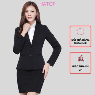 Áo vest nữ công sở tay dài cao cấp màu đen vải tuyết mưa loại 1 AVDD401 giá sỉ