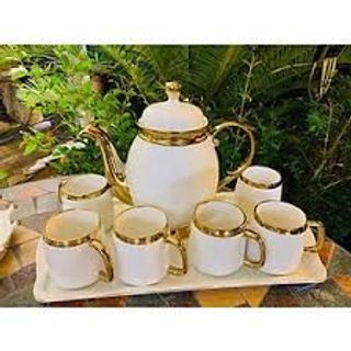 Bộ ấm chén sứ kèm khay cao cấp phong cách Bắc Âu hiện đại..