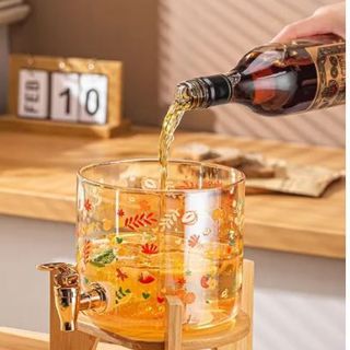 BÌNH THỦY TINH 3,6L KÈM KHAY GỖ CÓ VÒI