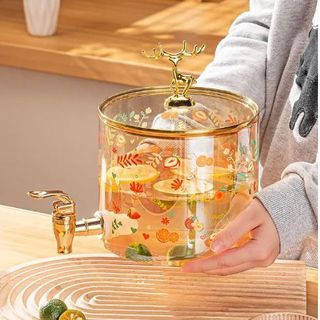 BÌNH THỦY TINH 2,6L KÈM KHAY GỖ CÓ VÒI