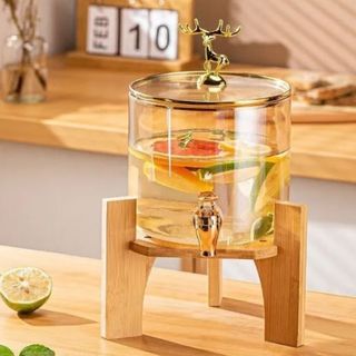 BÌNH THỦY TINH 2,6L KÈM KHAY GỖ CÓ VÒI