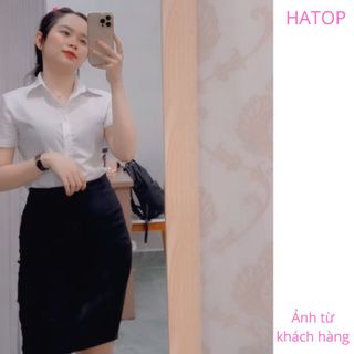 Áo sơ mi nữ tay ngắn cao cấp vải cotton loại 1 màu trắng ASNT203