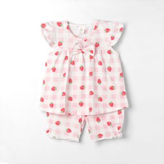 KN0013- Bộ Bông Bé Gái Kiteny Cotton Thoáng Mát - Họa tiết Karo dâu Dễ Thương