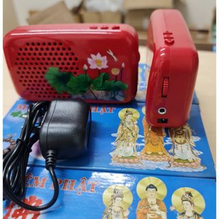 Máy niệm Phật để bàn thờ 14 bài hình hoa sen, âm thanh to kèm bộ sạc
