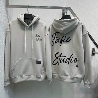 Áo hoodie in FAFIC STD nón rộng 2 lớp vải chính, form rộng 75kg, chất nỉ dày mịn