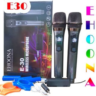 Bộ 2 micro hát karaoke E30 không dây UHF pin sạc giá sỉ