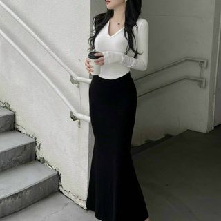 SET BỘ THUN GÂN CHÂN VÁY DÀI VÀ ÁO TAY DÀI NHUYS08 - NHƯ Ý BOUTIQUE