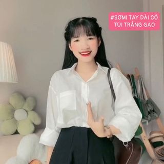 ÁO SƠ MI HỌC SINH TAY DÀI CÓ TÚI FROM RỘNG - NHƯ Ý BOUTIQUE