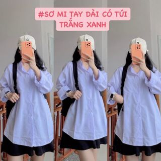 ÁO SƠ MI HỌC SINH TAY DÀI CÓ TÚI FROM RỘNG - NHƯ Ý BOUTIQUE