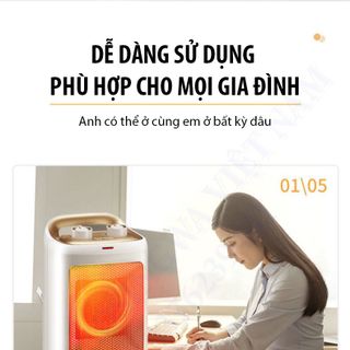 Máy sưởi gốm KAW công suất 1500w, 6 chế độ, tự ngắt khi đổ