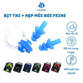 Bộ Nút Bịt Tai + Kẹp Mũi Feike Bảo Vệ Chống Nước Khi Bơi Lội Bằng Silicon Có Hộp Đựng giá sỉ