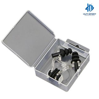 Bộ Nút Bịt Tai + Kẹp Mũi Feike Bảo Vệ Chống Nước Khi Bơi Lội Bằng Silicon Có Hộp Đựng