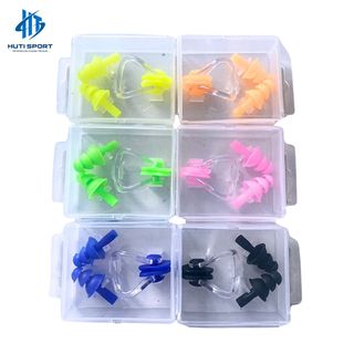 Bộ Nút Bịt Tai + Kẹp Mũi Feike Bảo Vệ Chống Nước Khi Bơi Lội Bằng Silicon Có Hộp Đựng
